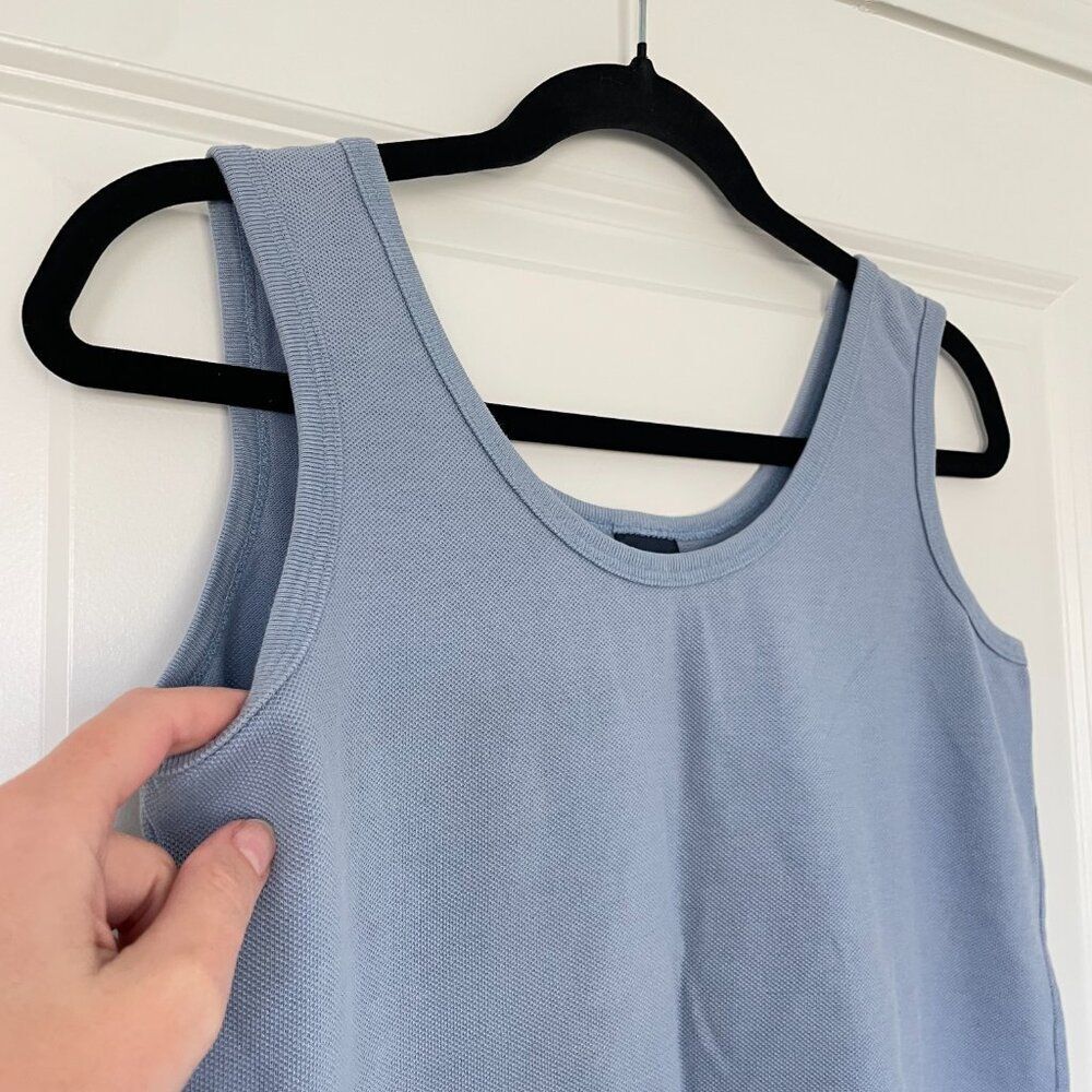 Lands End Crop Tank Top Women M Blue 100% Cotton Sleeveless Casual Basic - Picture 3 of 4